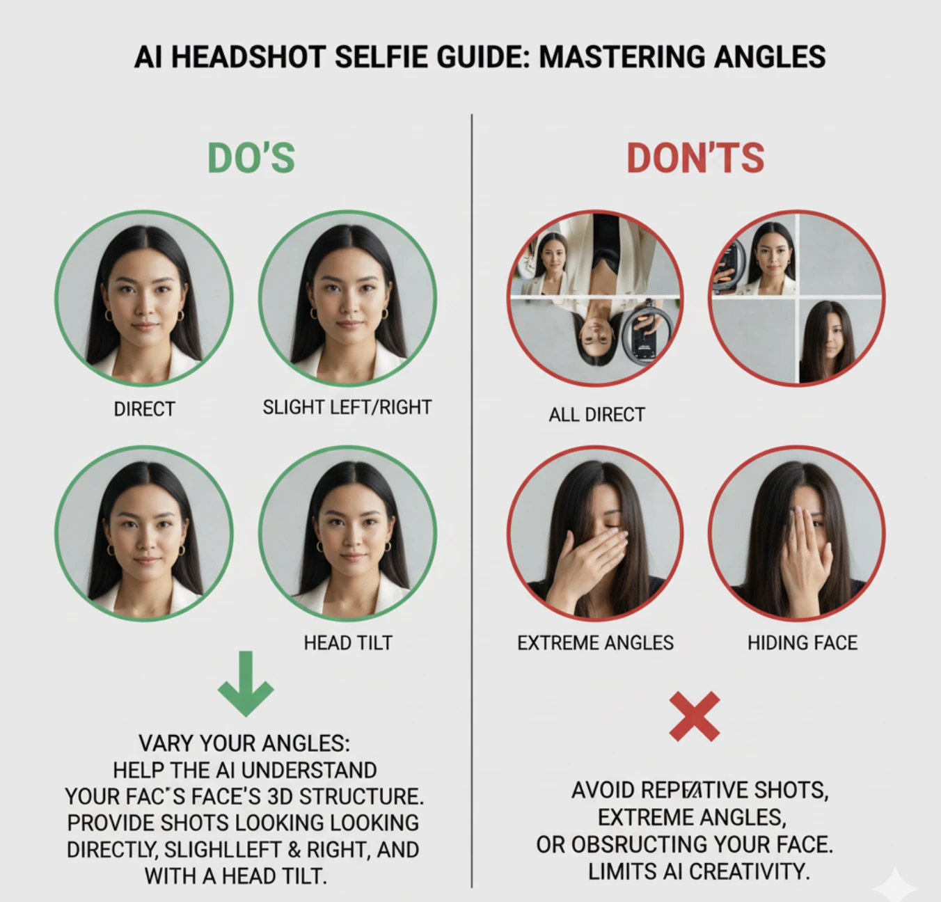 A person shown from multiple angles to illustrate variety for the AI.